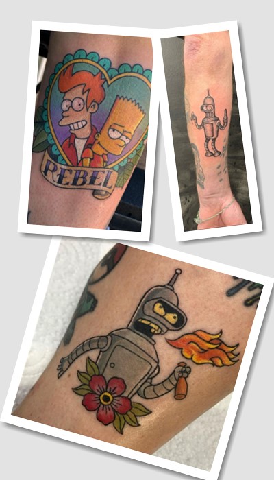 Стилі та місця розташування Тату Сімпсони й тату Футурама