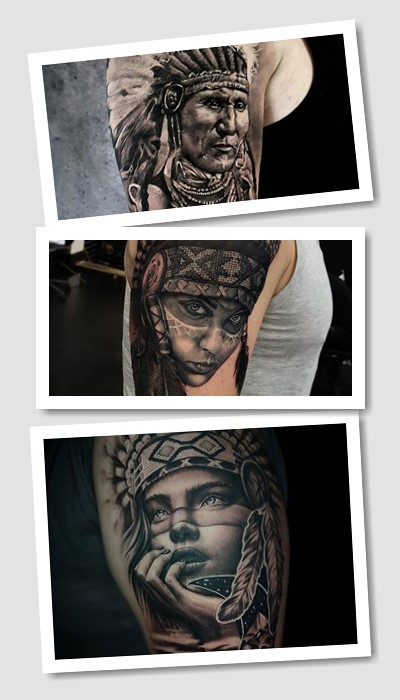 Як тату з індіанцем зображують на тілі?
