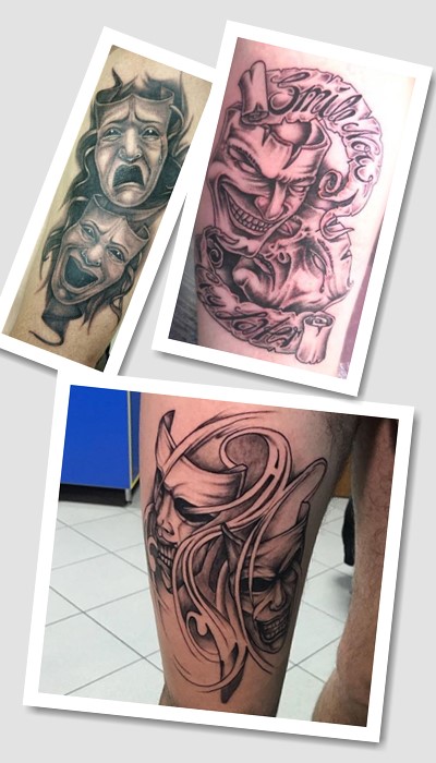 Що означає тату з театральними масками?