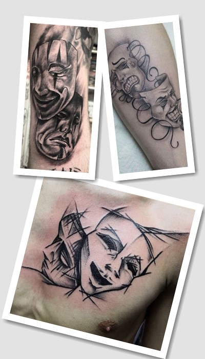 Варіанти малюнків тату маски театральні 