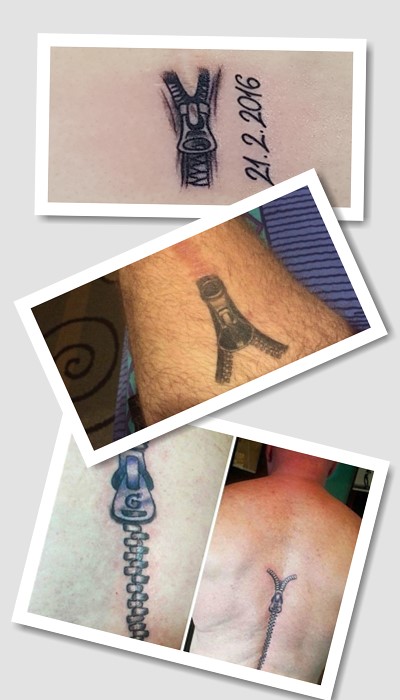 Тату блискавка замок на шрамі