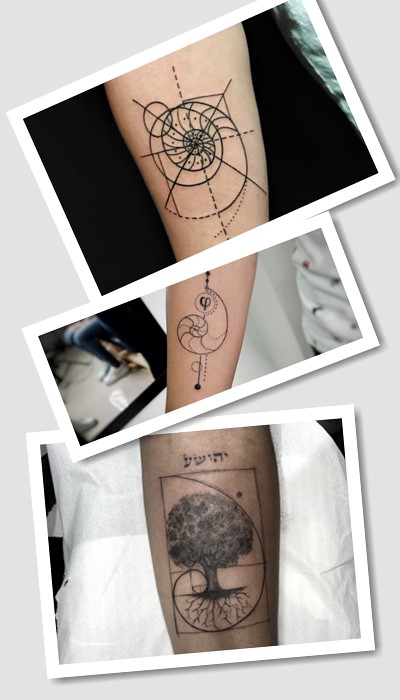 Варіанти малюнків татуювань золоту спіраль Фібоначчі