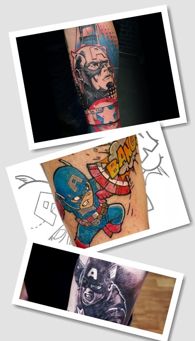 Супергерой Капітан Америка у татуюваннях