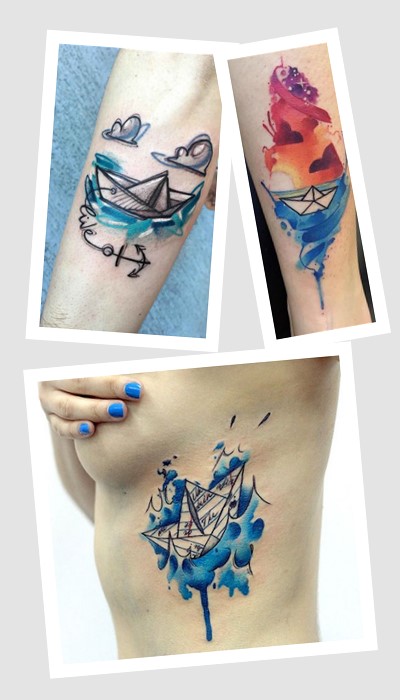 Татуювання паперовий кораблик