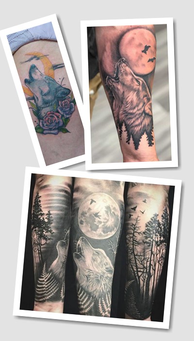 татуювання вовк виє на місяць у Києві