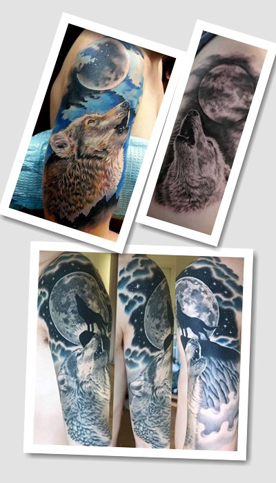 ідеї татуювання вовк виє на місяць