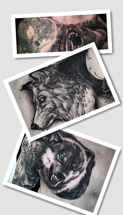 татуювання вовк на грудях
