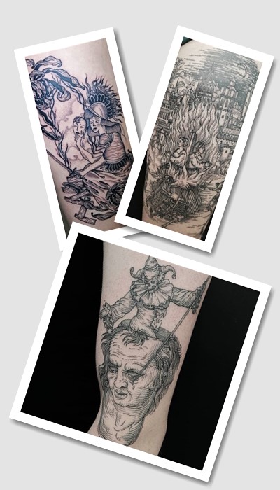 стиль гравюра тату 