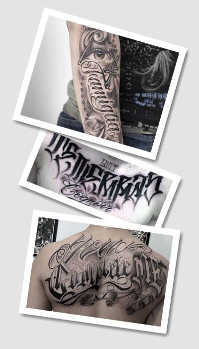 стиль леттерінг тату 
