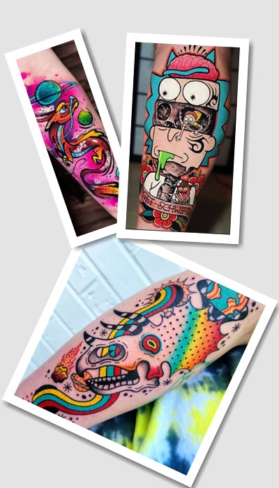 стиль нью скул татуювань