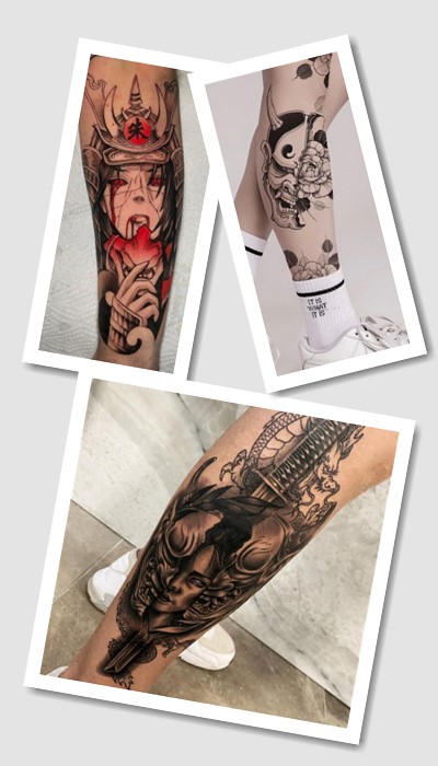 стиль японські на нозі тату 