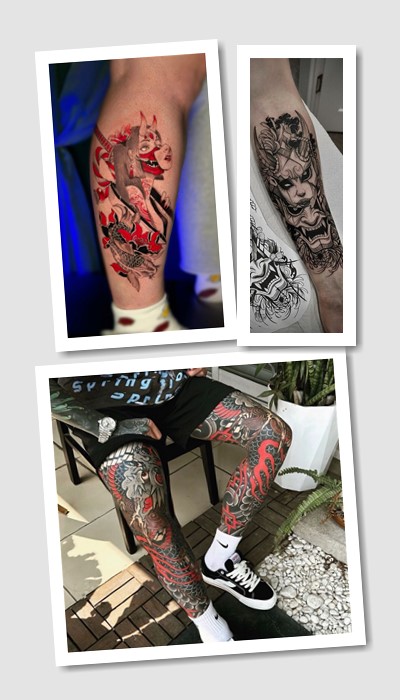 стиль японські на нозі татуювання