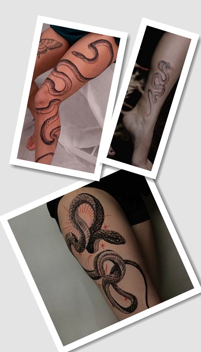 кому підійде тату змія на нозі