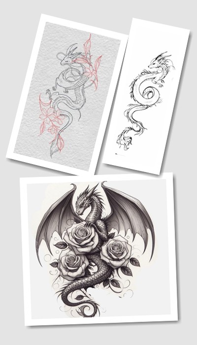 ескіз татуювання Дракон у Києві