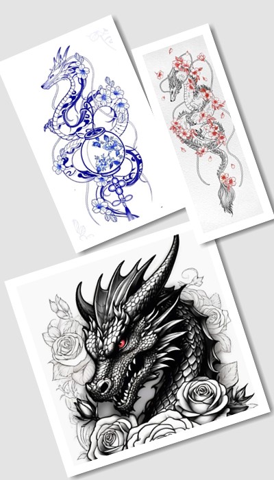 кому підійде ескіз тату Дракон