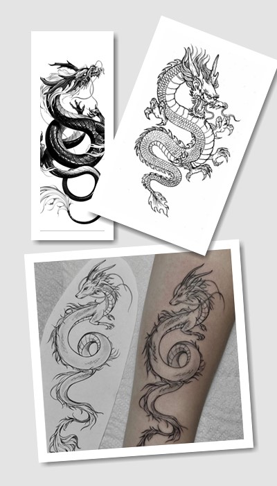 ідеї ескізів татуювання Дракон