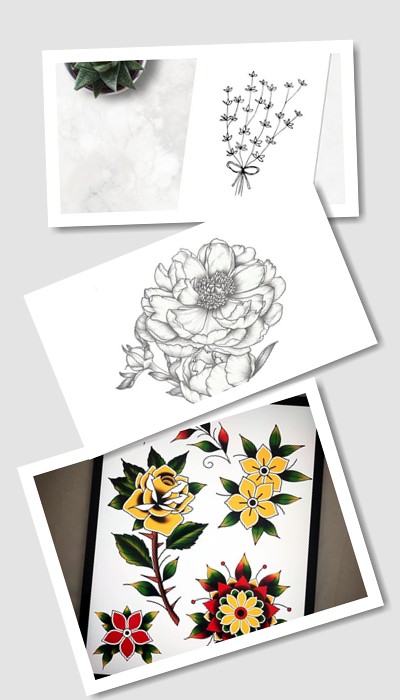 ескіз татуювання квітів  у Києві