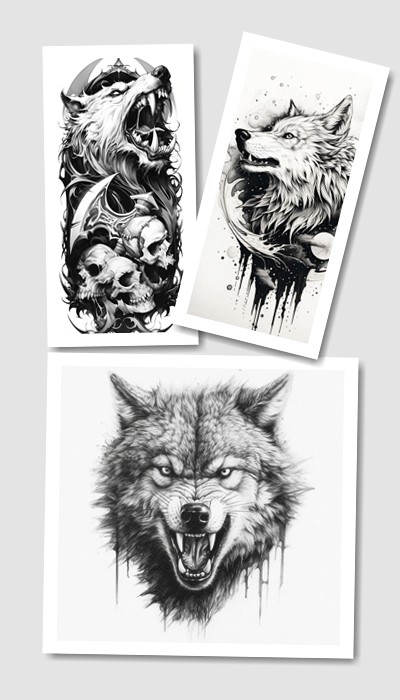 Ескізи татуювань вовк