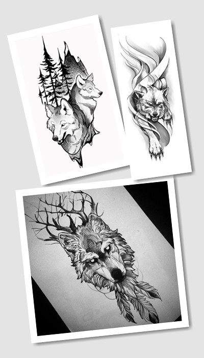 що означає ескіз татуювання вовк
