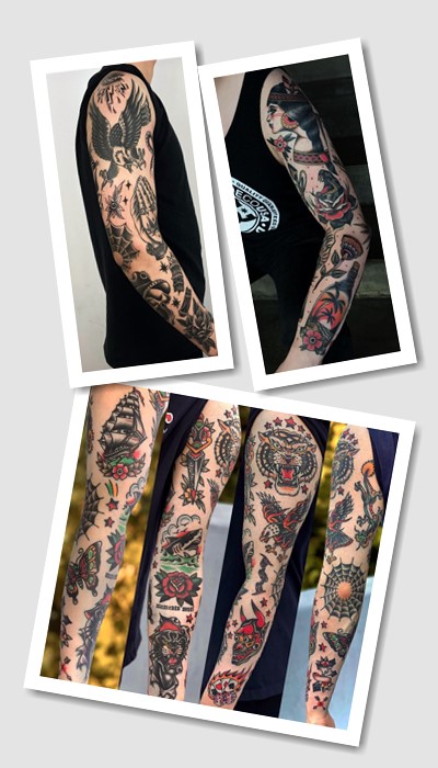 тату олд скул рукав