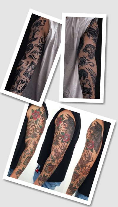 стиль тату олд скул рукав