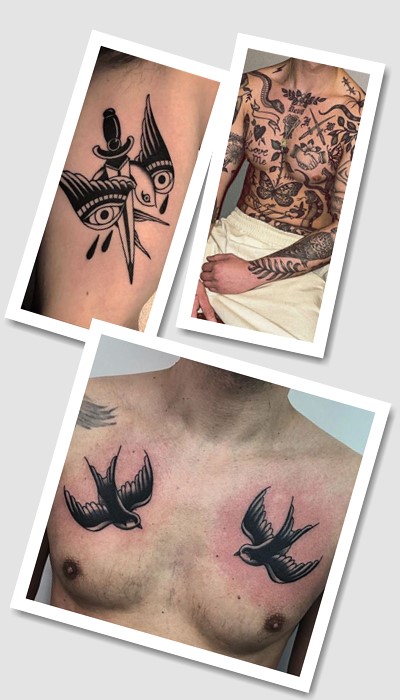 татуювання олд скул чорно білі