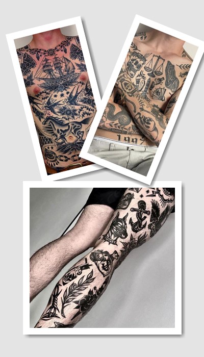 стилі тату олд скул чорно білі