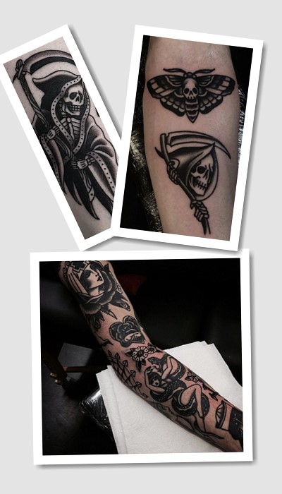 стилі татуювання олд скул чорно білі