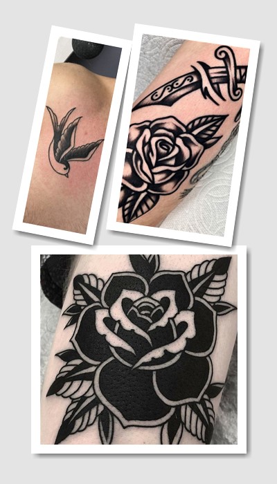 ескізи татуювання олд скул чорно білі 