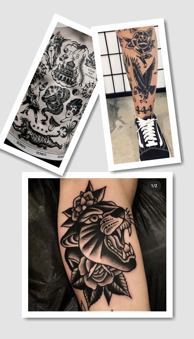 ідеї ескізів тату олд скул чорно білі