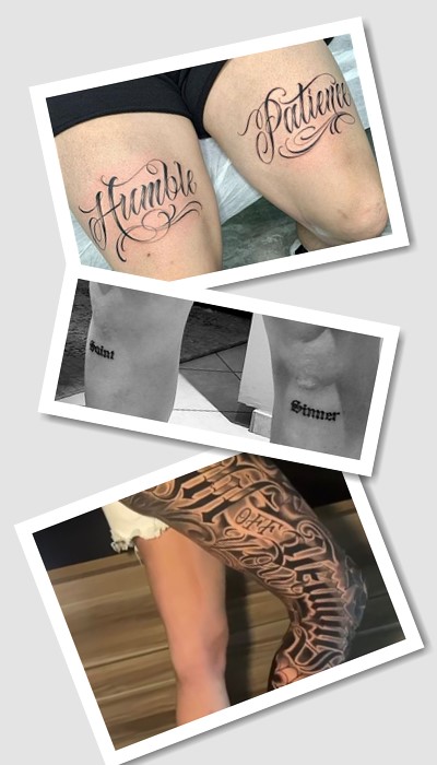 тату написи на нозі