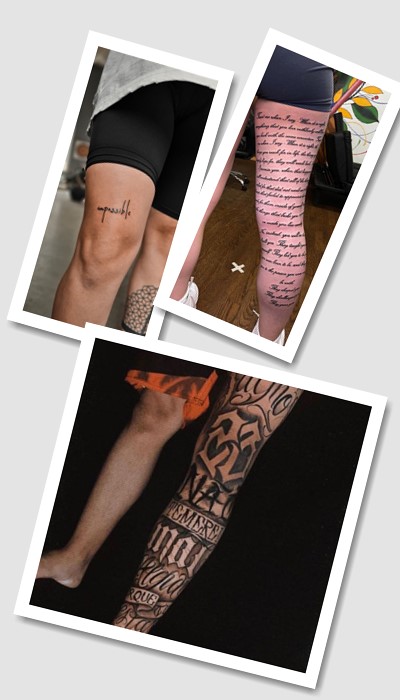 татуювання написи на нозі