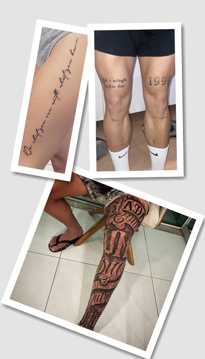 стиль татуювання написи на нозі