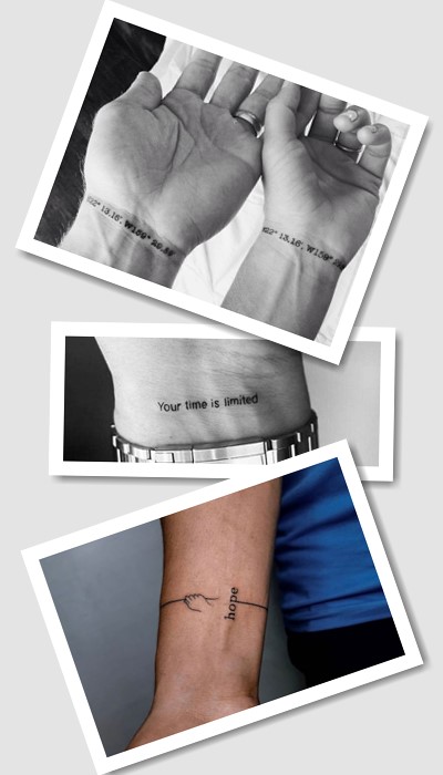 татуювання написи на зап’ясті