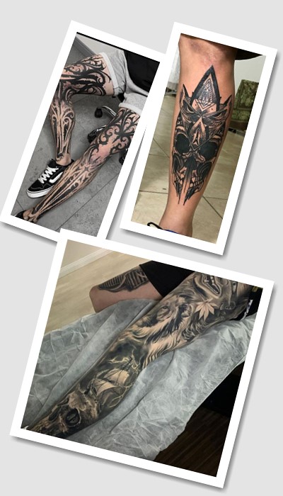 тату чоловічі на нозі
