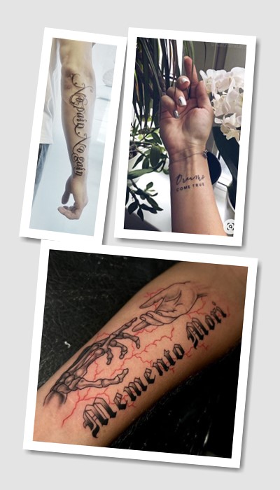 стиль татуювання на руці написи 