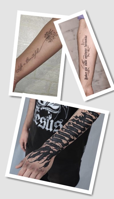 особливості тату на руці написи