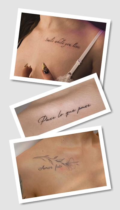 тату на ключиці написи