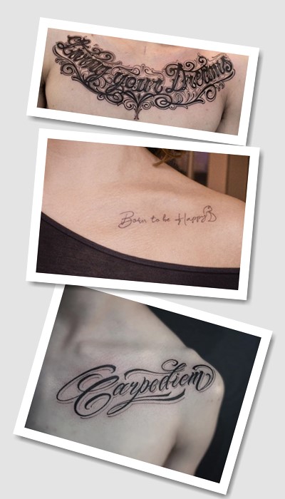 кому підійде татуювання на ключиці написи