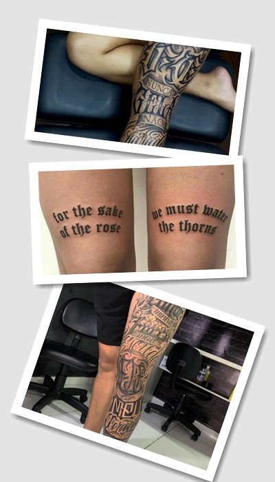 кому підійде татуювання на стегні написи