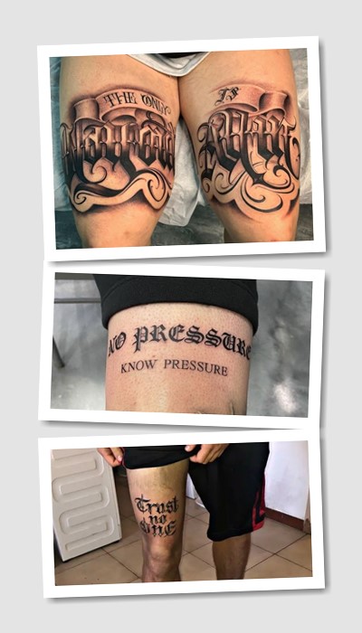 ідеї татуювання на стегні написи