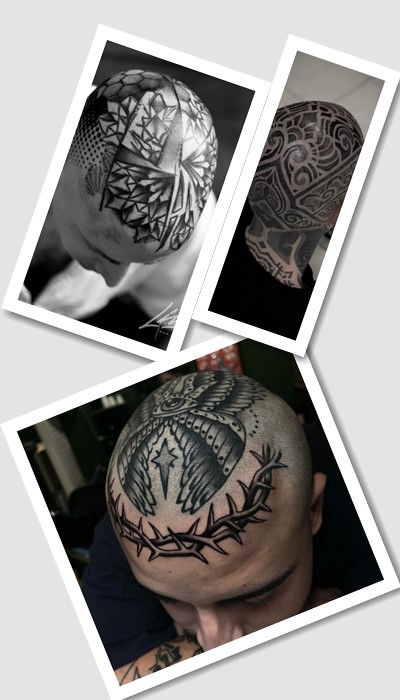 На голові тату 