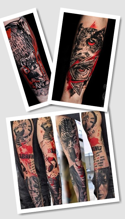 татуювання в стилі Треш Полька